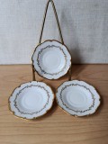 Lot de 3 farfurioare portelan mici model cu auriu