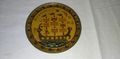 Vintage Bronze Plate Plaque Wall Hanging Sailing Ship A foto