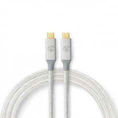 Cablu USB 3.2-C Gen 2 T-T 20Gb/s 5A/100W 1m brodat Argintiu, Nedis CCTB64020AL10
