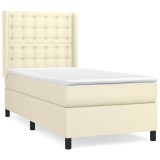 Cumpara ieftin Pat box spring cu saltea, crem, 90x200 cm, piele ecologica