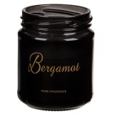 Lumanare decorativa in borcan imprimat, cu parfum de bergamota, Herum&reg;, Negru, 7 x 9 cm