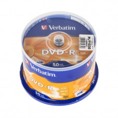 Pachet DVD-R Verbatim, capacitate 4.7 GB, viteza scriere 16X, 50 bucati foto