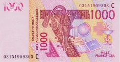 Bancnota Statele Africii de Vest 1.000 Franci 2003 - P315Ca UNC ( Burkina Faso ) foto