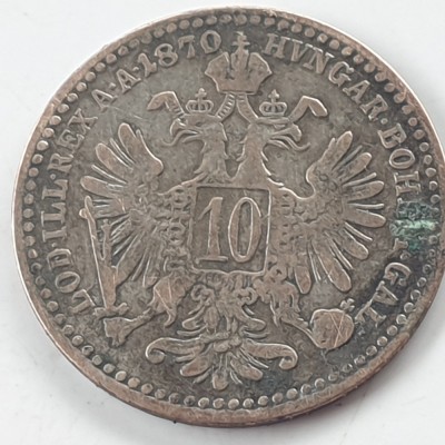 Austria 10 kreuzer 1870 argint Franz Joseph foto