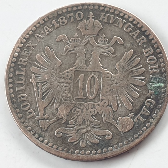 Austria 10 kreuzer 1870 argint Franz Joseph