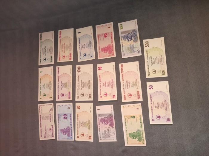 Colectie 17 bancnote Zimbabwe UNC