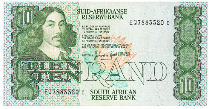 Africa de Sud 10 Rand 1982-85 P-120c Seria 07883320 Rara