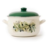 Cratita emailata cu capac din sticla Grunberg, 20 cm, 2.8 l, design traditional