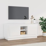 Cumpara ieftin Comodă TV, alb extralucios, 102x35x45 cm, lemn prelucrat