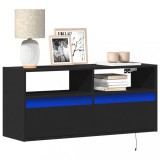 Cumpara ieftin Dulap TV de perete cu lumini LED negru 100x31x45 cm