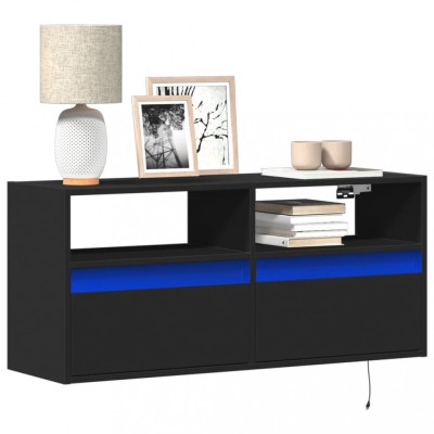 vidaXL Dulap TV de perete cu lumini LED negru 100x31x45 cm 852335 foto