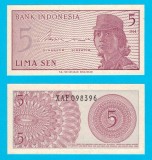 Indonezia (p#91) 5 Sen 1964 UNC &#039;Femeie soldat&#039; serie: XAF098396; Replacement