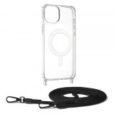 Husa transparenta Apple iPhone 15 Plus cu snur Negru Techsuit MagSafe Crossbody