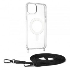 Husa transparenta Apple iPhone 15 Plus cu snur Negru Techsuit MagSafe Crossbody foto