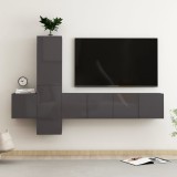 Cumpara ieftin Set de dulapuri TV, 5 piese, gri extralucios, lemn prelucrat