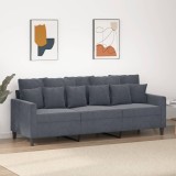 Gossi canapea cu 3 locuri, gri inchis, 180 cm, material catifea