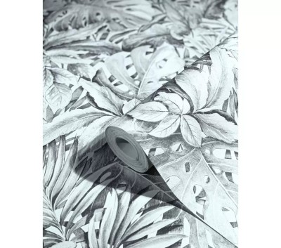 Tapet cu frunze, extralavabil, gri, argintiu, dormitor, Marburg Botanica, 33308 foto