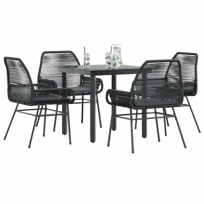 Gossi set de sufragerie de gradina 5 piese neagra sticla poly rattan foto