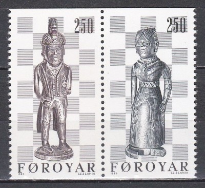 Feroe 1983 - Piese de șah din Nols&amp;oacute;y. MNH foto