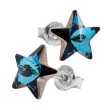 Cercei Argint 925 si Swarovski Stars Bermuda Blue, 10mm, surub, Artemis Gift