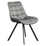 Cumpara ieftin Scaun dining catifea gri metal negru Samira 55x61x87 cm