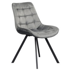 Scaun dining catifea gri metal negru Samira 55x61x87 cm
