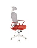 Scaun birou egonomic HM Vesuvio 2, mesh, mecanism balans, baza polipropilena, suport lombar, tetiera reglabila, 120 kg, rosu scortisoara/gri/alb