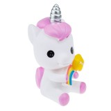 Pusculita model Unicorn, corn argintiu si curcubeu, 12 x 12 x 22 cm, Oem