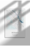 Poster Canvas cu Harta Orașului Pitesti - Rom&acirc;nia &ndash; Print Digital Ne&icirc;nramat | A4 (21 x 29.7 cm)