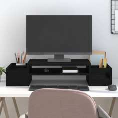 vidaXL Suport pentru monitor, negru, 70x27,5x15 cm, lemn masiv de pin