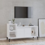 VidaXL Comodă TV, alb extralucios, 100x35x55 cm, lemn prelucrat