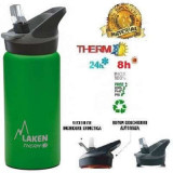 Termos inox cu capac automat Jannu Verde, 500ml, Laken