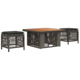 vidaXL Set de masă pentru grădină 3 pcs Gri și gri &icirc;nchis poliratan 42026748