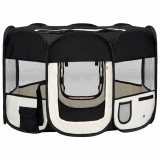 Cumpara ieftin Tarc de caini pliabil cu sac de transport, negru, 110x110x58 cm