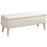 HOMCOM Banc de depozitare acoperit aspect in pentru dormitor, intrare, sufragerie, capacitate 220 kg, 110 x 39 x 45 cm, bej | Aosom Romania