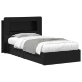 vidaXL Cadru de pat cu depozitare Negru 75 x 190 cm Lemn prelucrat 3433611