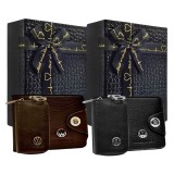 Set portofel sigla Volkswagen, husa chei, cutie cadou, negru/maro