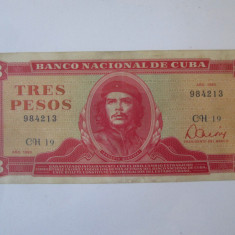 Rară! Cuba 3 Pesos 1983 Ernesto Che Guevara