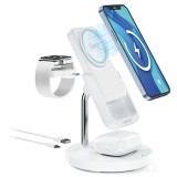 Statie incarcare 5 in 1 cu incarcare wireless magnetic - alb
