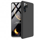 Husa protectie 360 fata + spate + folie silicon Huawei P30 Pro , Negru, Fara snur, Plastic