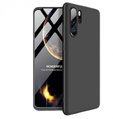 Husa protectie 360 fata + spate + folie silicon Huawei P30 Pro , Negru foto