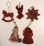Lot 5 globuri vechi de ceara pictate, vintage, Germania, decor ornament Craciun