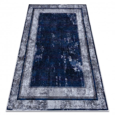 MIRO 51676.813 covor lavabil Cadru, grecesc, cadru anti-alunecare - albastru inchis, 120x170 cm
