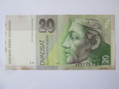 Slovacia 20 Korun 1993 bancnota din imagini foto