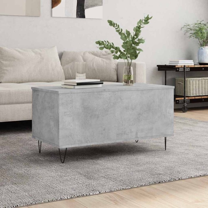 vidaXL Măsuță de cafea, gri beton, 90x44,5x45 cm, lemn compozit