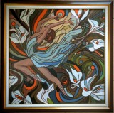 Cumpara ieftin Tablou pictat manual BALERINA,50x50 cm