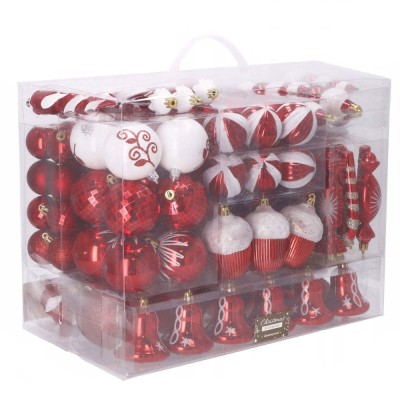 Set globuri si decoratiuni de Craciun, 153 piese, diverse dimensiuni, rosu Household NewTrend foto