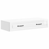 vidaXL Masă laterală montată pe perete Alb foarte lucios 899349