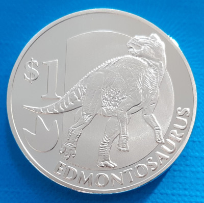Sierra Leone 1 dollar Argintiu 2015 UNC Edmontosaurus 40mm foto