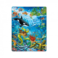 Puzzle Maxi Sirenele care descopera Statuia regelui Neptun, 32 piese, Larsen EduKinder World